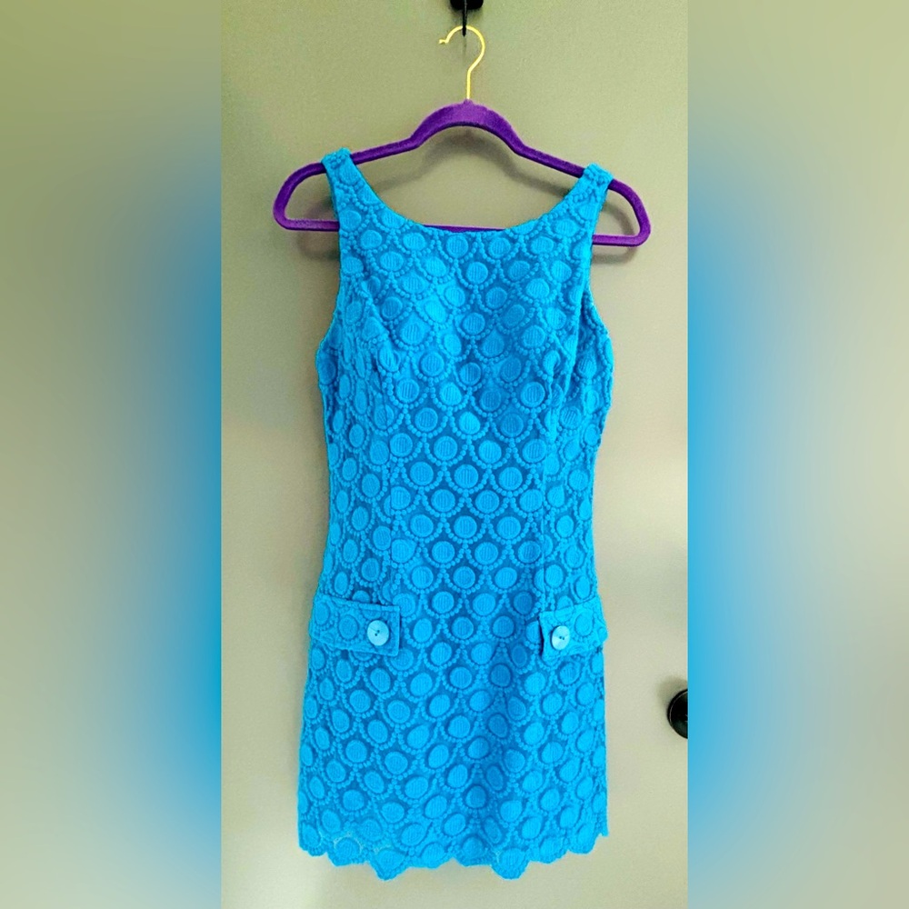 bebe Turquoise Circle Lace Mini Dress